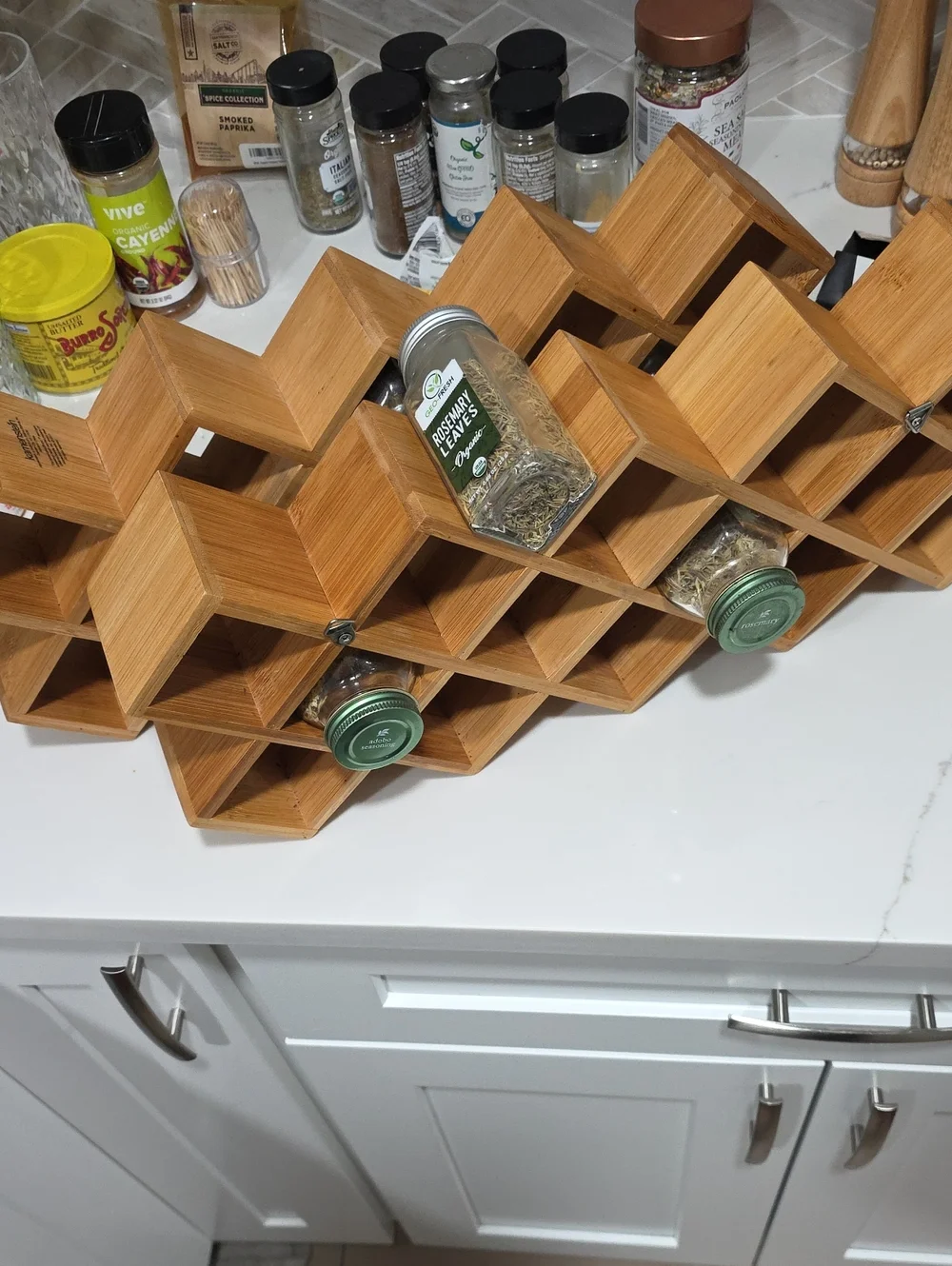 Acacia Wood Countertop Diamond Spice Rack